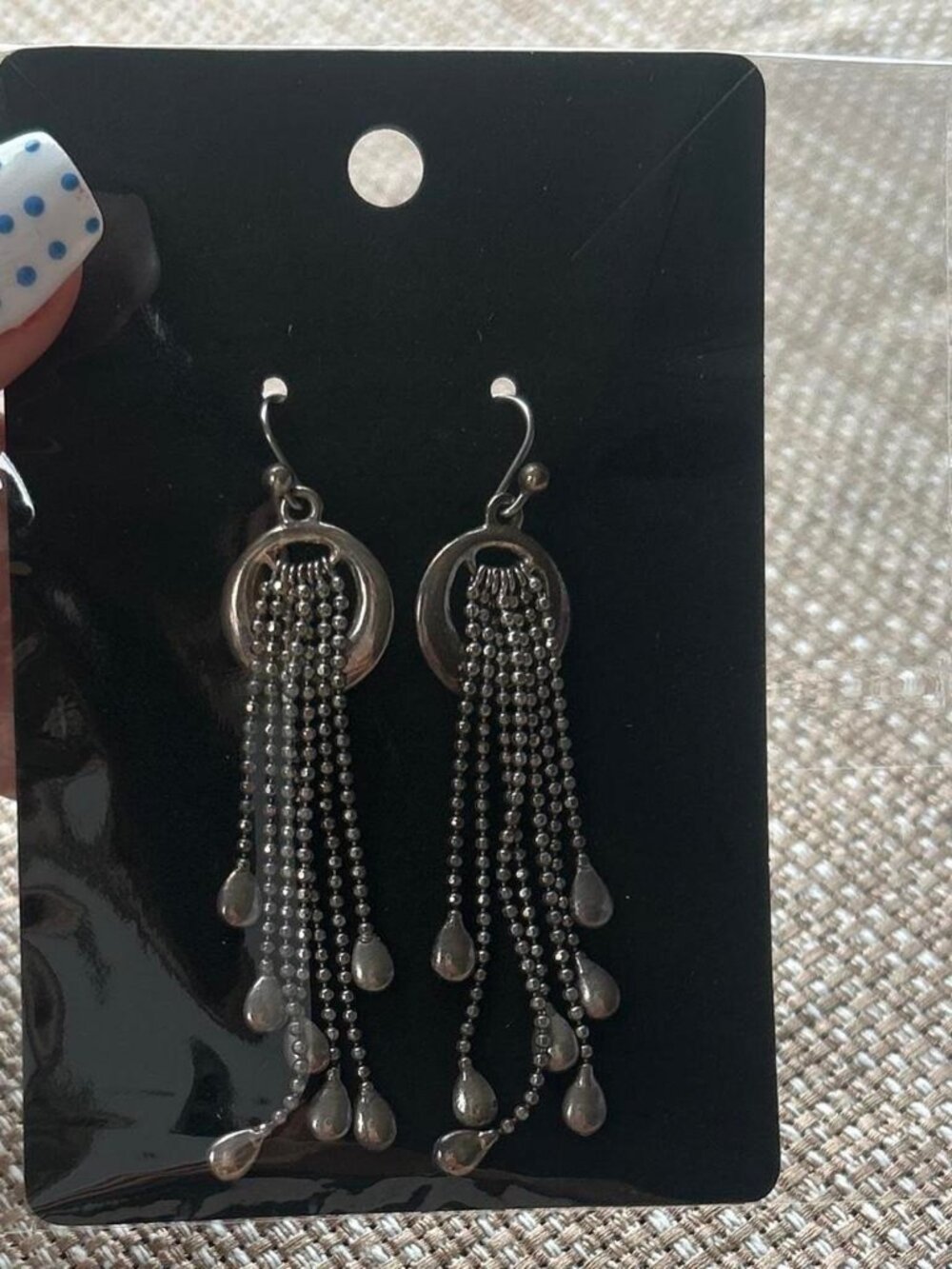 Silver Textured Dangle Earrings Costume Jewelry